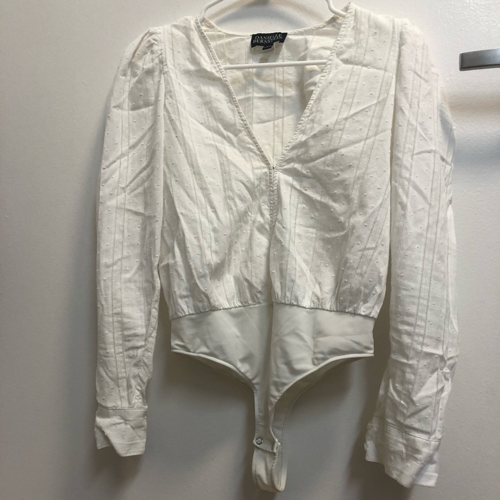 Danielle Bernstein Deep V Puff Sleeve Body Suit